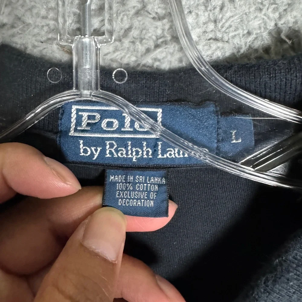 Polo Ralph Lauren Mens Large Navy Blue Short Sleeve Cotton Polo Shirt Red Pony
